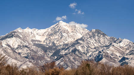 Snowy Mountain Peaks, Northern Utah in the Western United Statesの写真素材