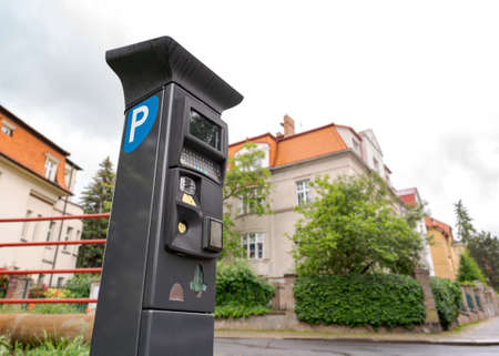 City ââParking Meter in a Paid Zone, Time-Limited Restriction for Non-Residentsの写真素材