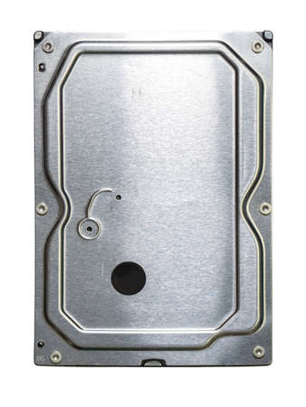 Internal Hard Disk Drive, Top View on a White Isolated Background, Electronic Data Storage Deviceの写真素材
