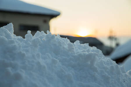 Sunset snowの写真素材