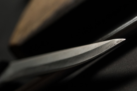 Stainless steel Kitchen knives. Detail high resolution imageの写真素材