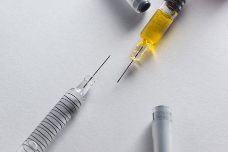 Transparent syringe for treatment and pharmacy industry. High resolution image.の写真素材