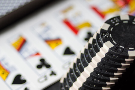 Poker chips and cards. High resolution image depicting gambling industry.の写真素材