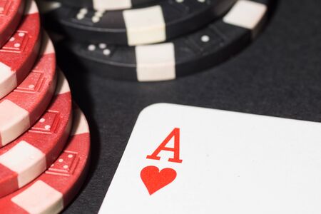 Poker chips and cards. High resolution image depicting gambling industry.の写真素材