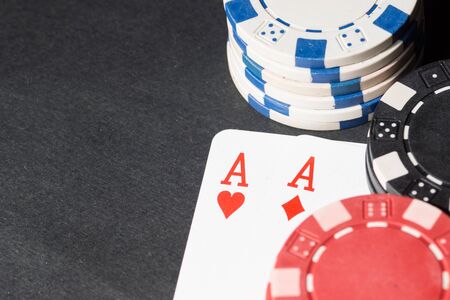 Poker chips and cards. High resolution image depicting gambling industry.の写真素材