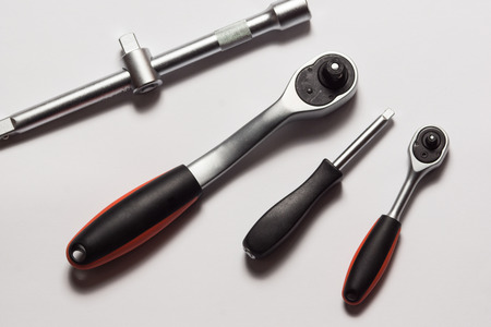Auto service tools and ratchet sets. High resolution image for automotive industry.の写真素材
