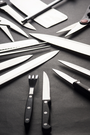Silverware and knives. High resolution image for cooking industry.の写真素材