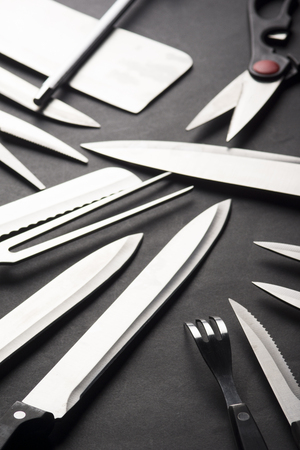 Silverware and knives. High resolution image for cooking industry.の写真素材
