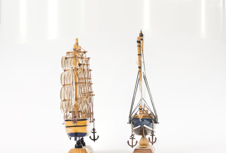 Two sail boat models. High resolution image concept for anutical industry.の写真素材