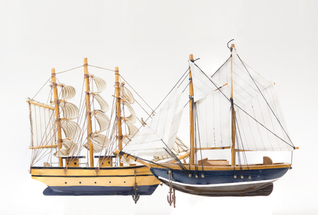 Two sail boat models. High resolution image concept for anutical industry.の写真素材