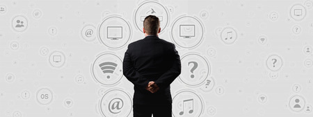Business man high tech interaction concept. High reolution image.の写真素材