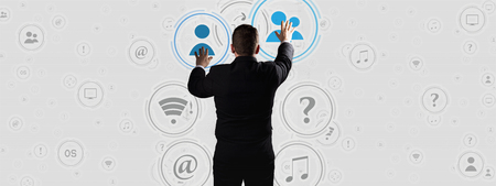 Business man high tech interaction concept. High reolution image.の写真素材