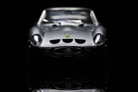 Silver Ferrari 250 GTO on black background. High resolution image for automotive industry.のeditorial素材
