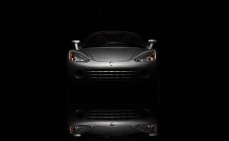 Silver Plymoth Pronto Spyder on black background. High resolution image for automotive industry.のeditorial素材
