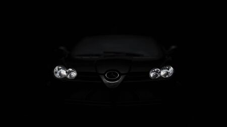 Black SLR McLaren on black background. High resolution image for automotive industry.のeditorial素材