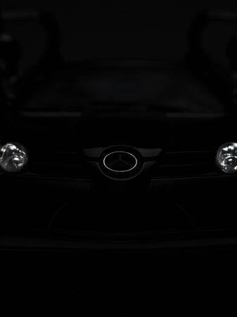 Black SLR McLaren on black background. High resolution image for automotive industry.のeditorial素材