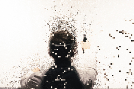 VR Virtual reallity Concept. High resolution image for entertainment and healthcare industry.の写真素材