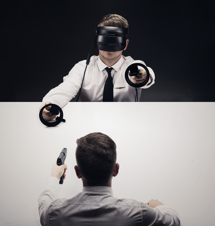 VR Virtual reallity Concept. High resolution image for entertainment and healthcare industry.の写真素材