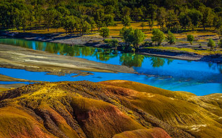 Landscape scenery view of a Wucai Beach in Xinjiang, Chinaの写真素材