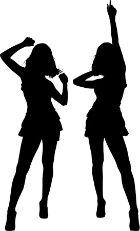 two silhouettes of beautiful girlsのイラスト素材