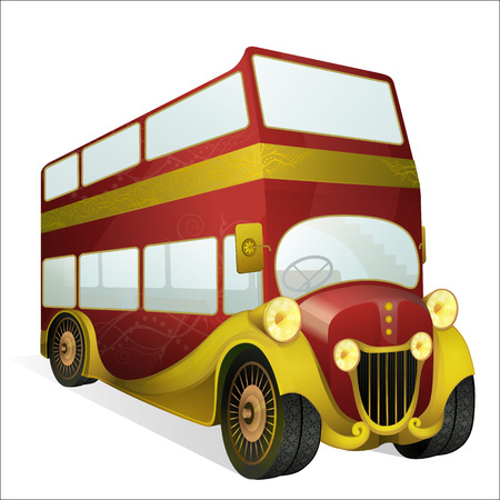 Vintage double decker open top busのイラスト素材