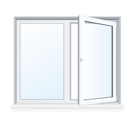 Realistic open plastic window on white background.のイラスト素材
