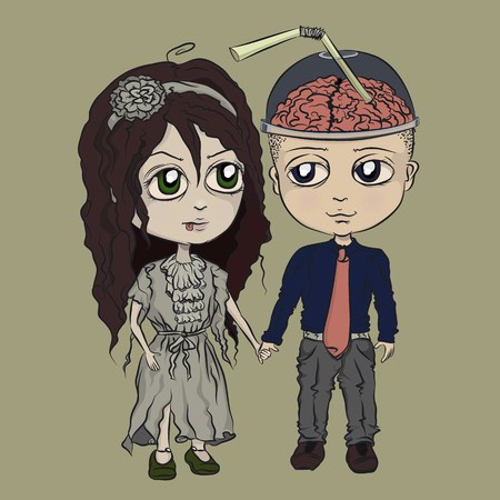 brain drain, zombies and businessmanのイラスト素材