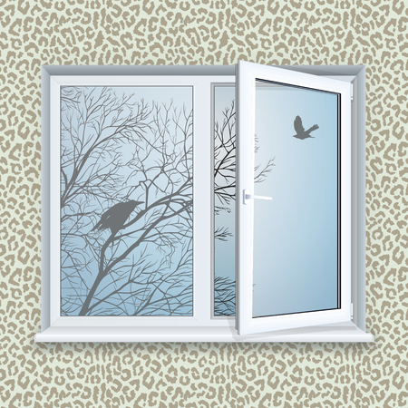 Realistic open plastic window.のイラスト素材