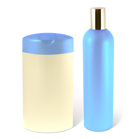 Bottles of shampoo or lotion.  Illustration contains gradient mesh.のイラスト素材