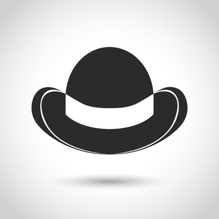vector black icon bowler hat on a white background with shadowのイラスト素材