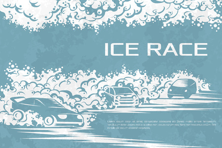 Winter car races on an ice track. Template for a poster, tickets, cards.のイラスト素材
