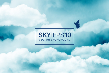 watercolor blue and white skyのイラスト素材