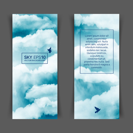 watercolor blue and white skyのイラスト素材