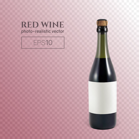 Photorealistic bottle of red sparkling wine on a transparent background. This wine bottle can be placed on any background.のイラスト素材