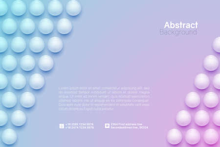 Abstract circle background. 3D spheres. Horizontal minimalistic banner template. Vector illustration with mesh gradients.の写真素材