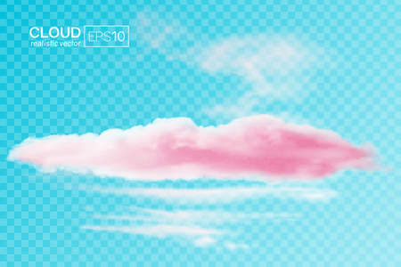 Realistic pink cloud on a transparent background. Vector illustrationの写真素材