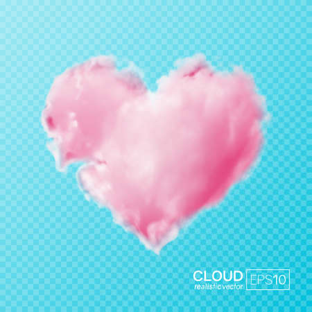 Heart shaped pink cloud on a transparent background. Realistic vector illustration with gradient mesh.の写真素材