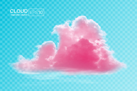 Realistic pink cloud on a transparent background. Vector illustrationの写真素材