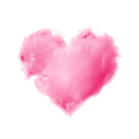 Heart shaped pink cloud on white background. Realistic vector illustration with gradient mesh.のイラスト素材