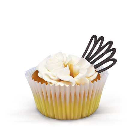 Cake basket with with chocolate and cream on a white background. Realistic vector food illustrationのイラスト素材