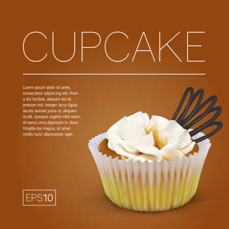 Cake basket with chocolate and cream. Realistic vector food illustrationのイラスト素材