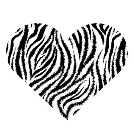 Heart with zebra stripes. Black and white vector illustration.のイラスト素材