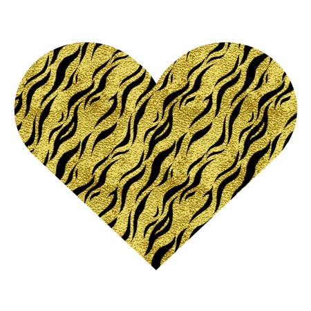Heart with zebra stripes. Gold metallic vector illustration.のイラスト素材