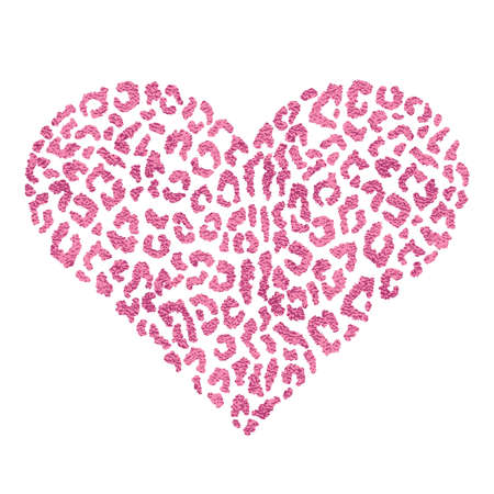 Heart with leopard spots. Pink metallic vector illustration.のイラスト素材