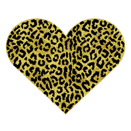 Heart with leopard spots. Gold metallic vector illustration.のイラスト素材