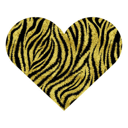 Heart with zebra stripes. Gold metallic vector illustration.のイラスト素材
