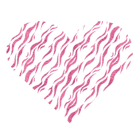 Heart with zebra stripes. Pink metallic vector illustration.の写真素材