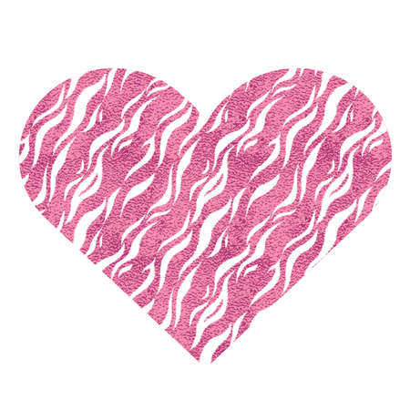 Heart with zebra stripes. Pink metallic vector illustration.の写真素材