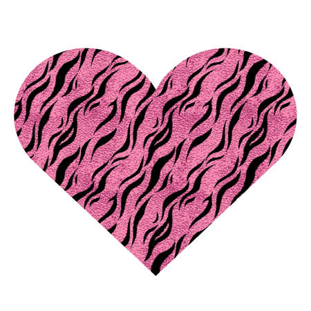 Heart with zebra stripes. Pink metallic vector illustration.のイラスト素材