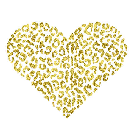 Heart with leopard spots. Gold metallic vector illustration.のイラスト素材